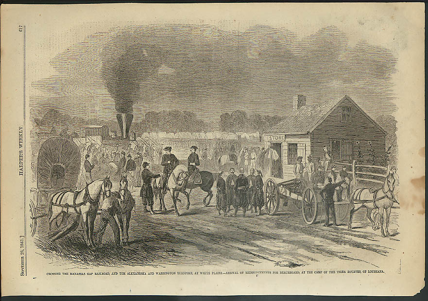 Image for Reinforcement for Beauregard Tiger Zouaves LA Harper's Weekly ORIGINAL 9/28 1861