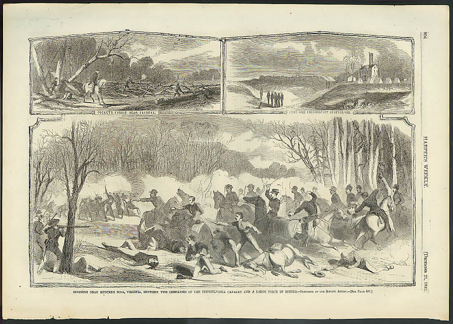 Image for Hunter's Hill skirmish PA Cavalry v rebels Harper's Weekly ORIGINAL 12/21 1861