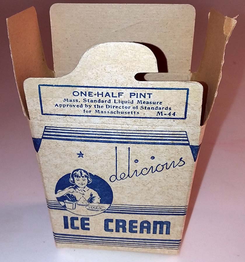 Two UNUSED onehalf pint ice cream containers Massachusetts M44 1950s