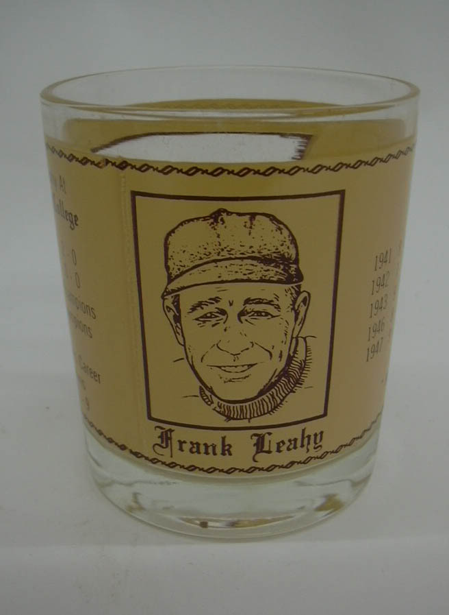 Image for Football coach Frank Leahy Notre Dame Boston College Tribute souvenir glass 1975