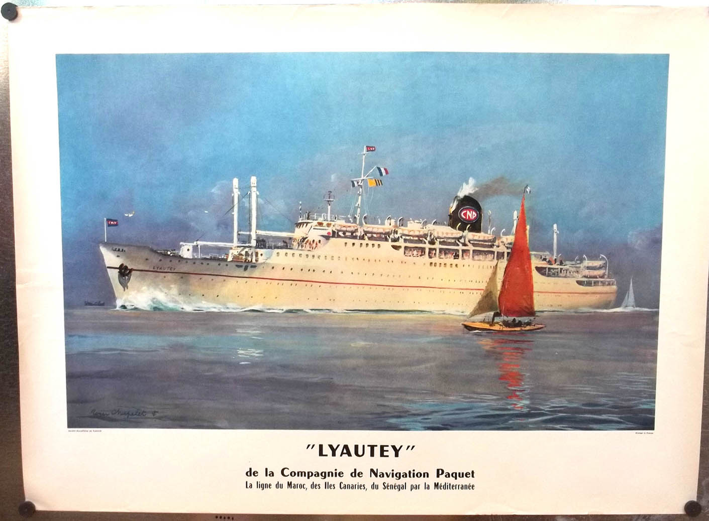 Image for Moroccan Line S S Lyautey color poster by Roger Chapelet 1950s