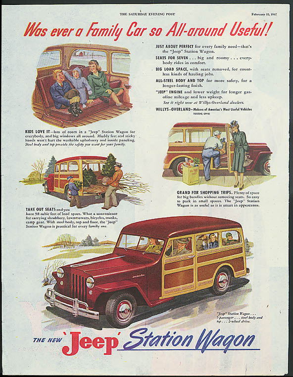 Image for Was there ever a Family Car to All-around useful! Jeep Station Wagon ad 1947