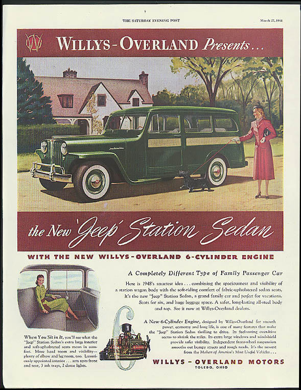 Image for Willys-Overland presents the Jeep Station Sedan ad 1948