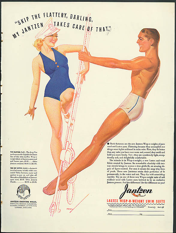 Image for Skip the flattery darling Jantzen Swimsuit ad 1938 Petty pin-up