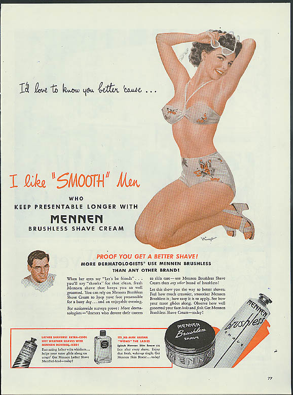 Image for I'd love to know you better Mennen Skin Bracer ad 1946 Mingo pin-up