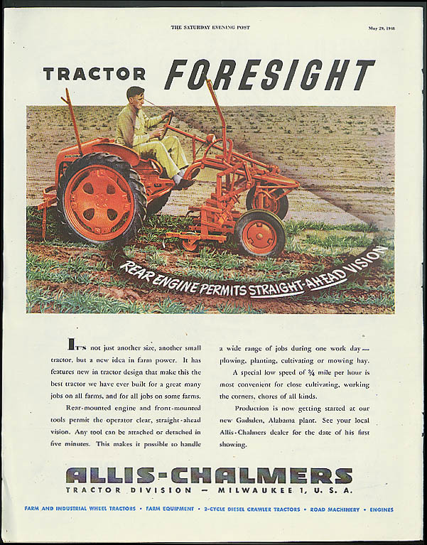 Image for Tractor Foresight Allis-Chalmers / United Air Lines to more lands ad 1948