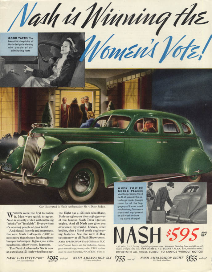 Image for Nash is winning the Women's Vote! 1937 Ambassador Six ad