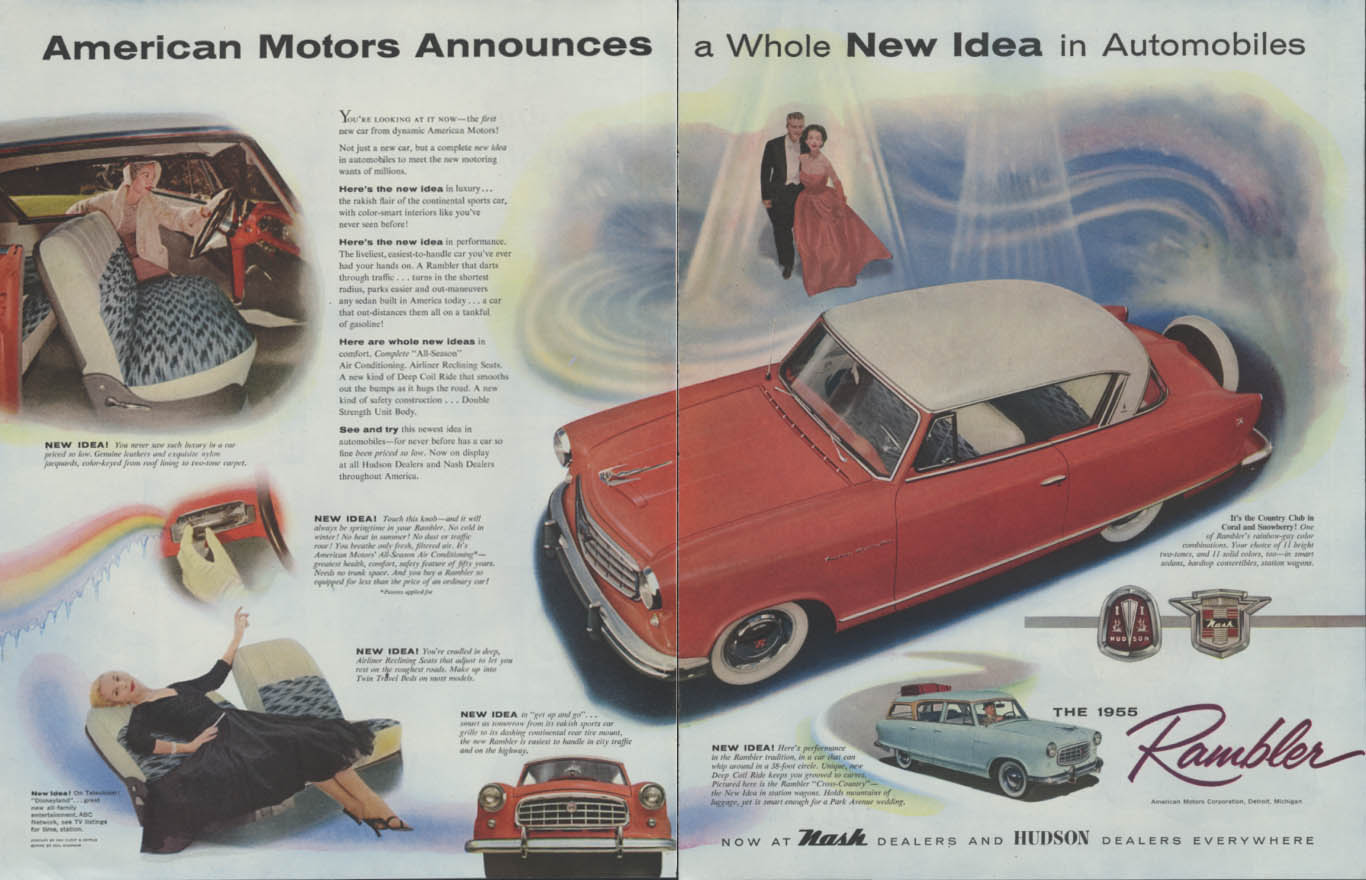 Image for American Motors Announces a Whole New Idea - Nash & Hudson Rambler ad 1955