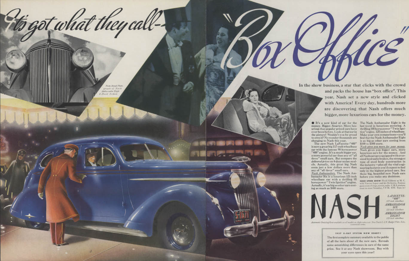 Image for It's got what they call Box Office! Nash Ambassador Eight ad 1937