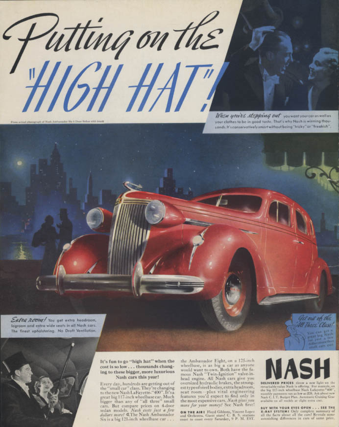 Image for Putting on the High Hat! Nash Ambassador Six Sedan ad 1937