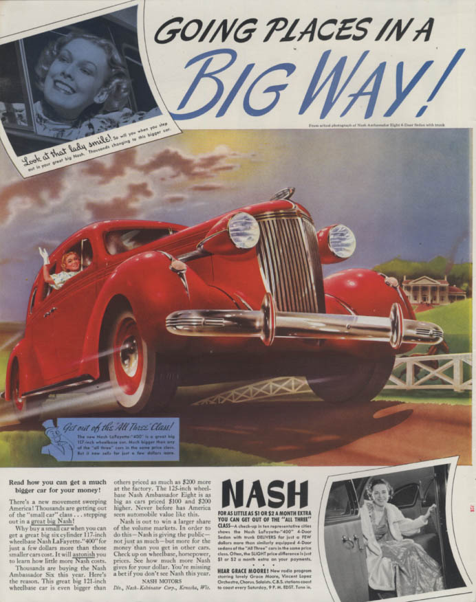 Image for Going places in a Big Way! Nash Ambassador Eight Sedan ad 1937