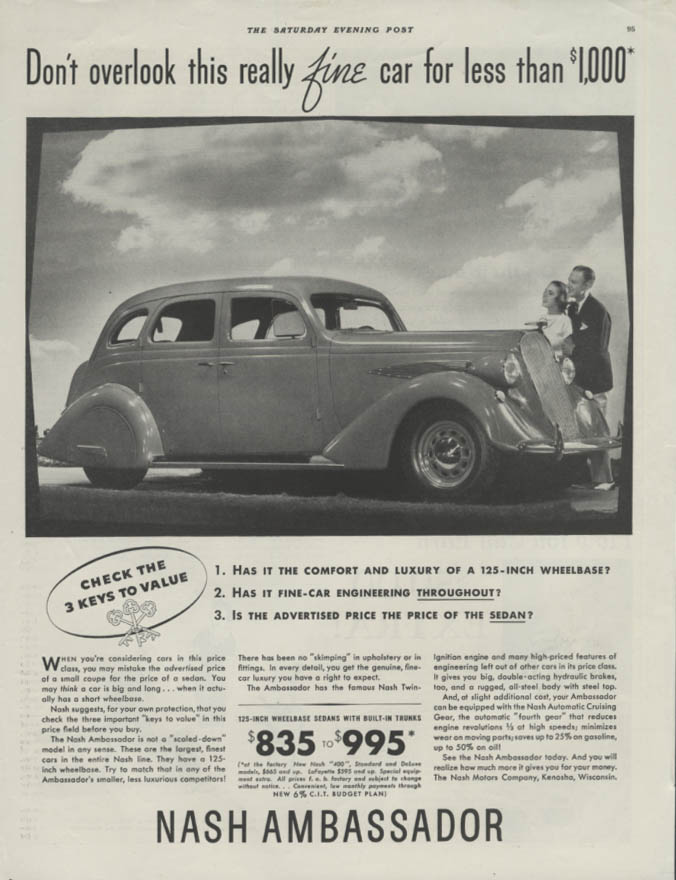Image for Dont overlook this really fine car for less than $1000 Nash Ambassador ad 1936