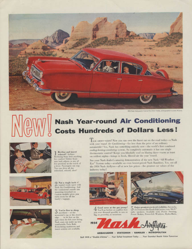 Image for New! Year-round Air Conditioning for Hundreds Less! Nash Ambassador ad 1954