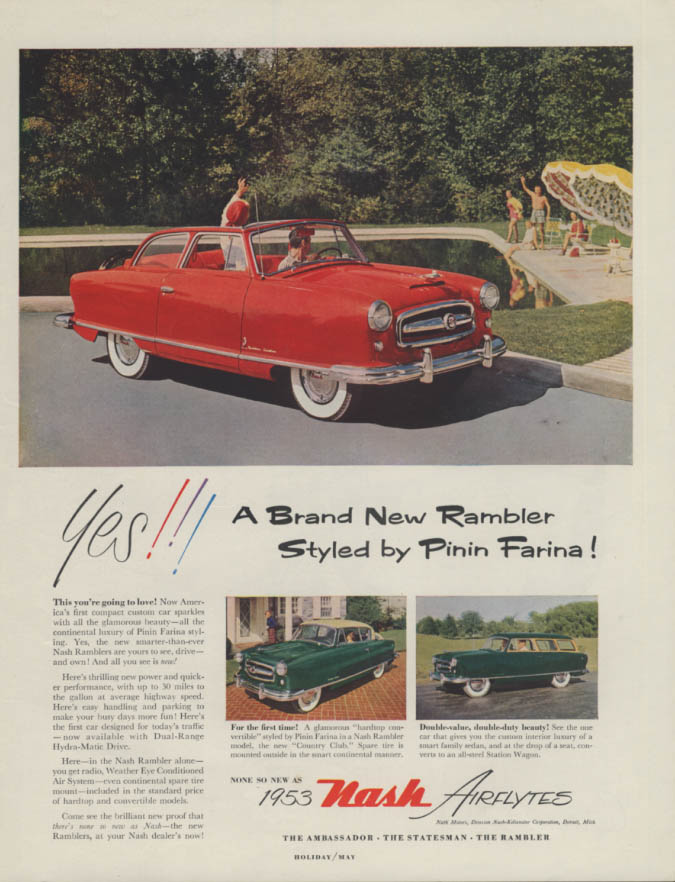 Image for Yes!!! A Brand New Rambler Styled by Pinin Farina! Nash ad 1953