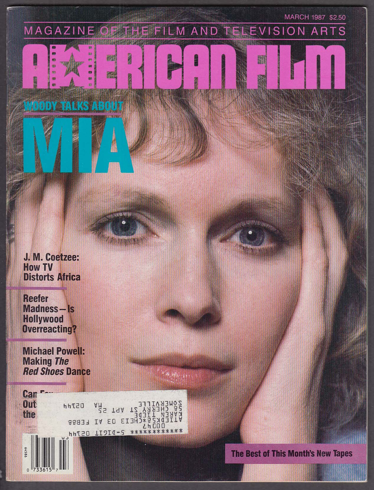 Image for AMERICAN FILM Woody Allen on Mia Farrow J M Coetzee Michael Powell 3 1987