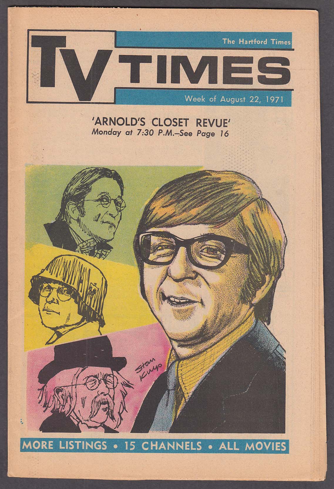 Image for TV TIMES Arte Johnson in Arnold's Closet Revue Hartford Times 8/22 1971