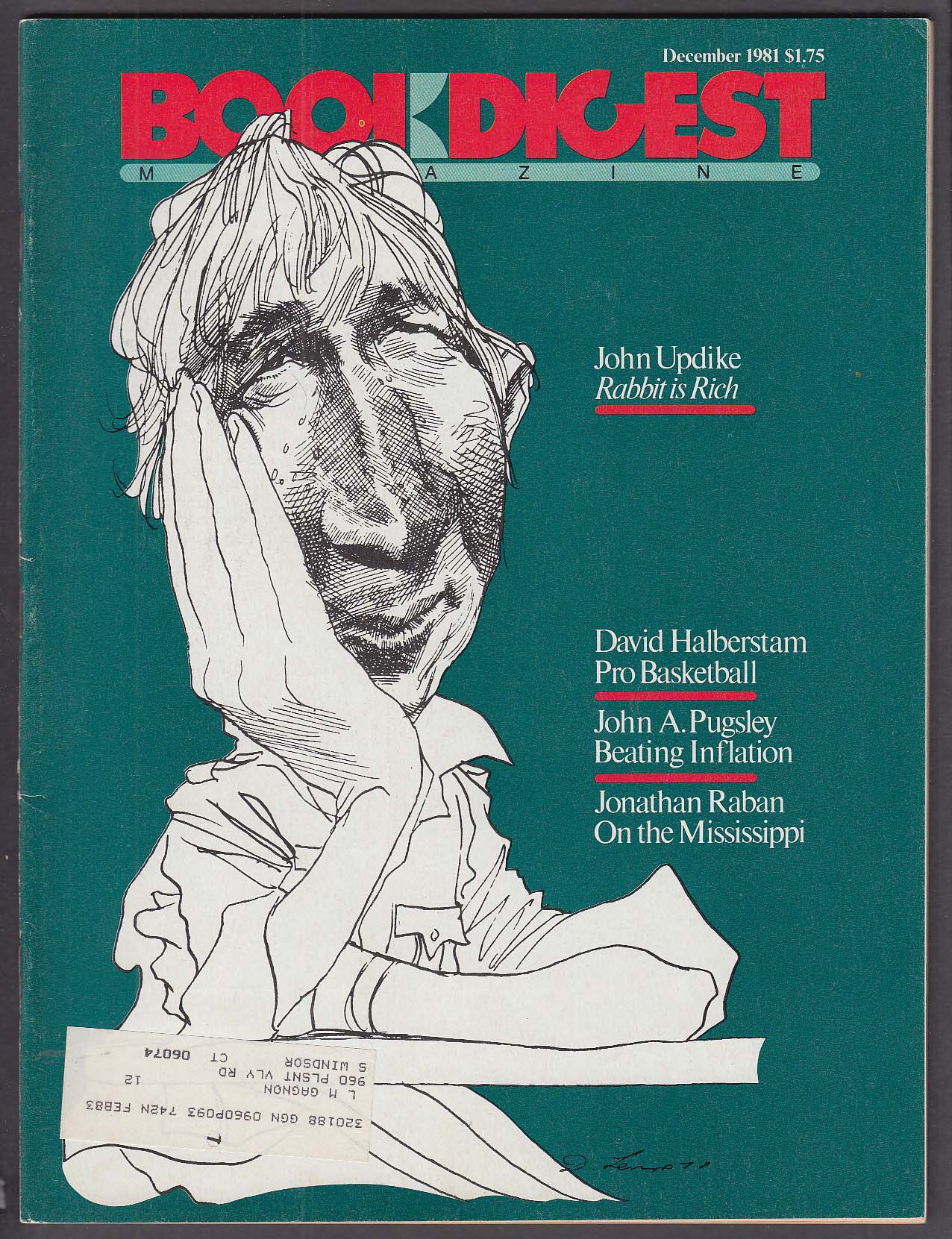 Image for BOOK DIGEST John Updike by David Levine Halberstam Pro Basketball 12 1981