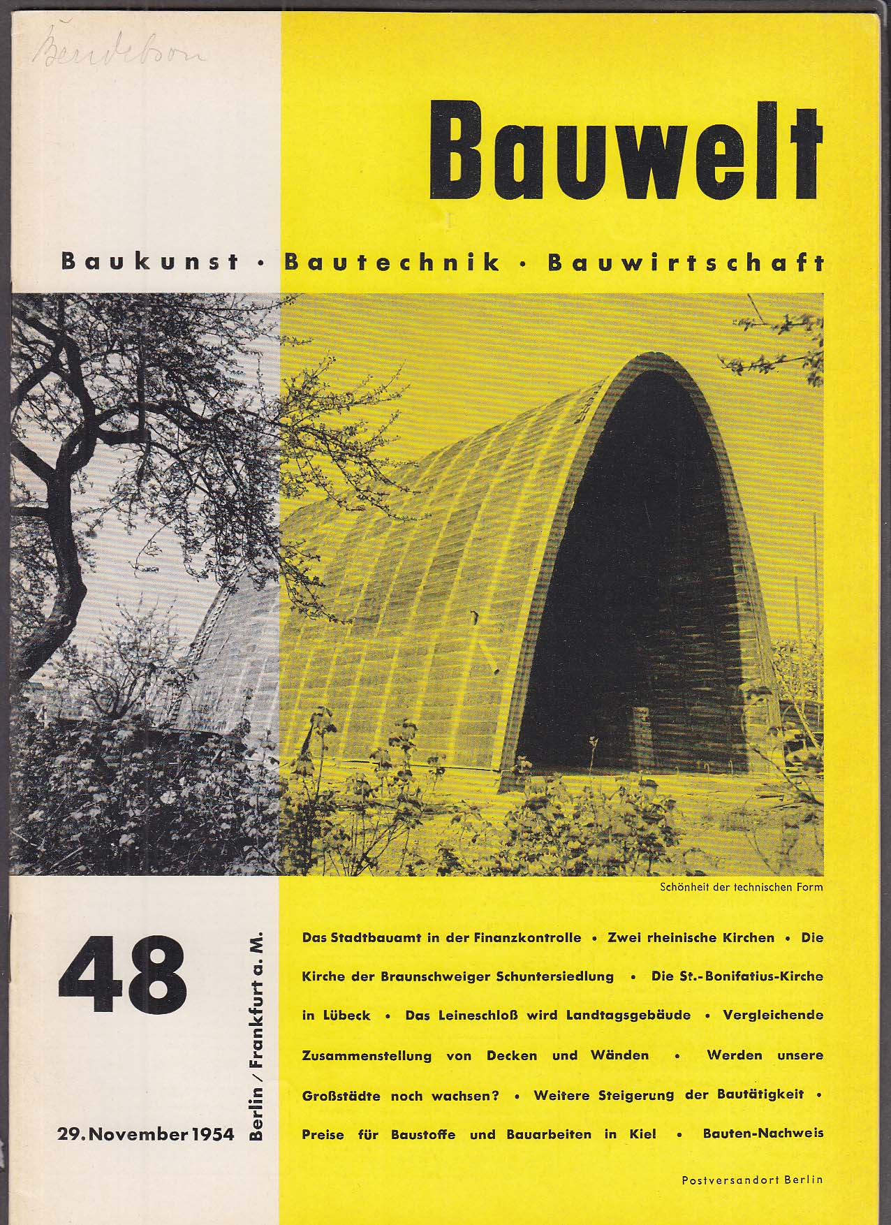 Image for Bauwelt #48 German architecture magazine 11/29 1954