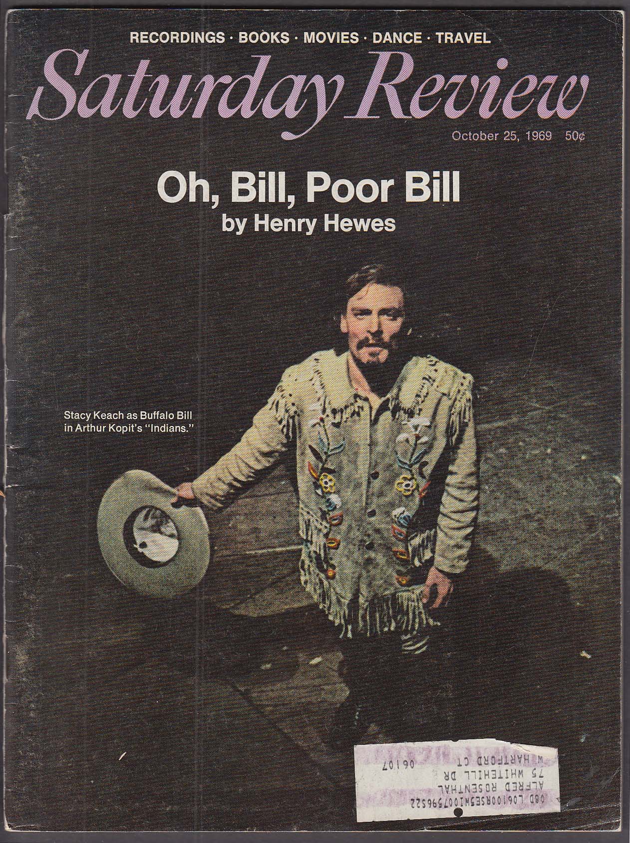 Image for SATURDAY REVIEW Stacy Keach Arthur Kopit Indians Henry Hewes 10/25 1969