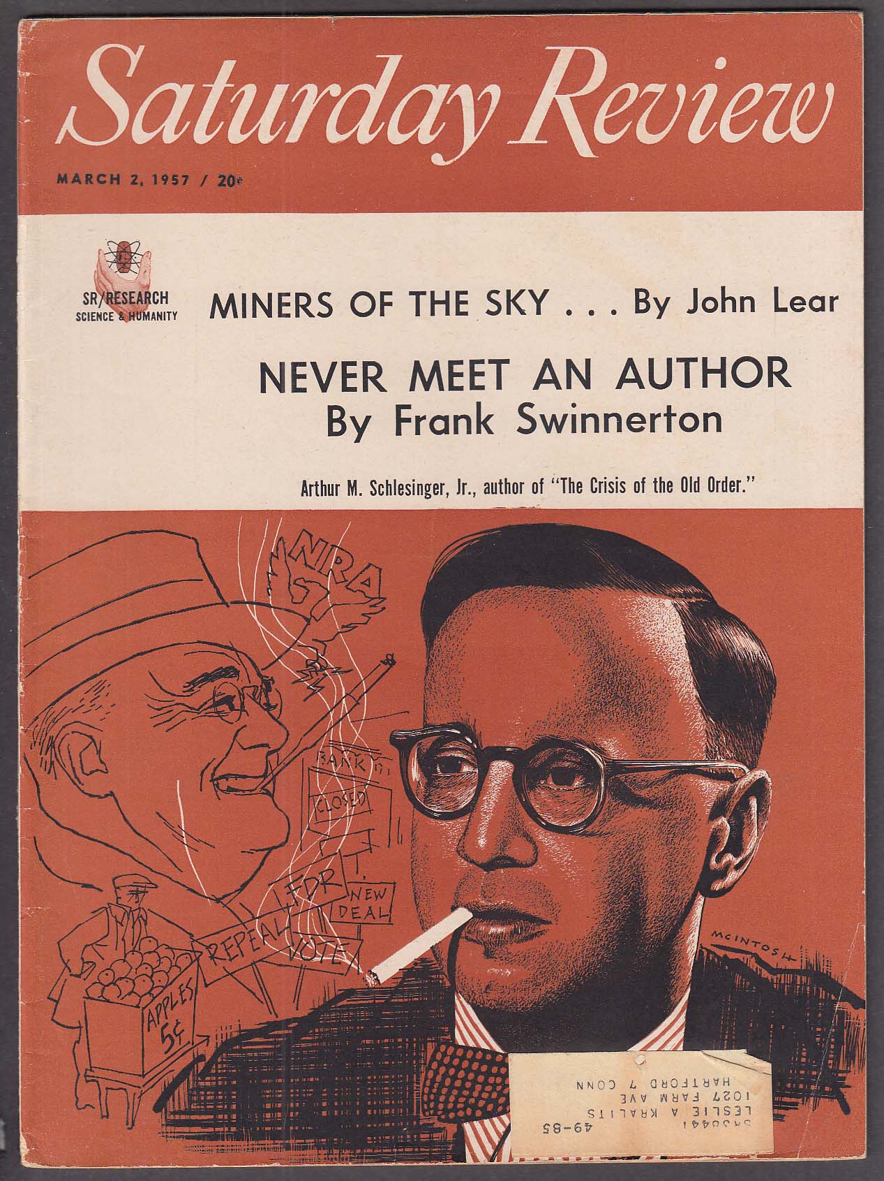 Image for SATURDAY REVIEW Arthur Schlesinger Crisis of the Old Order John Lear ++ 3/2 1957