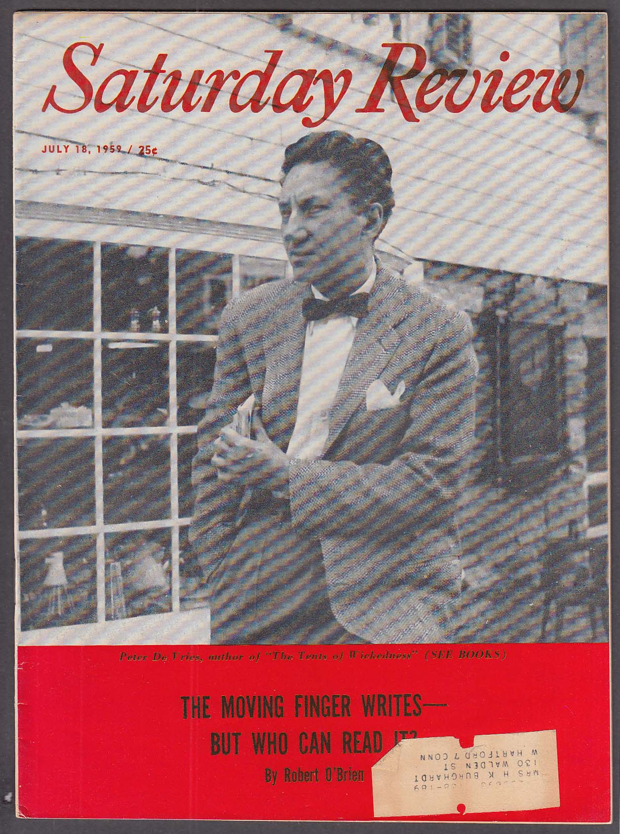 Image for SATURDAY REVIEW Peter De Vries Tents of Wickedness 7/18 1959