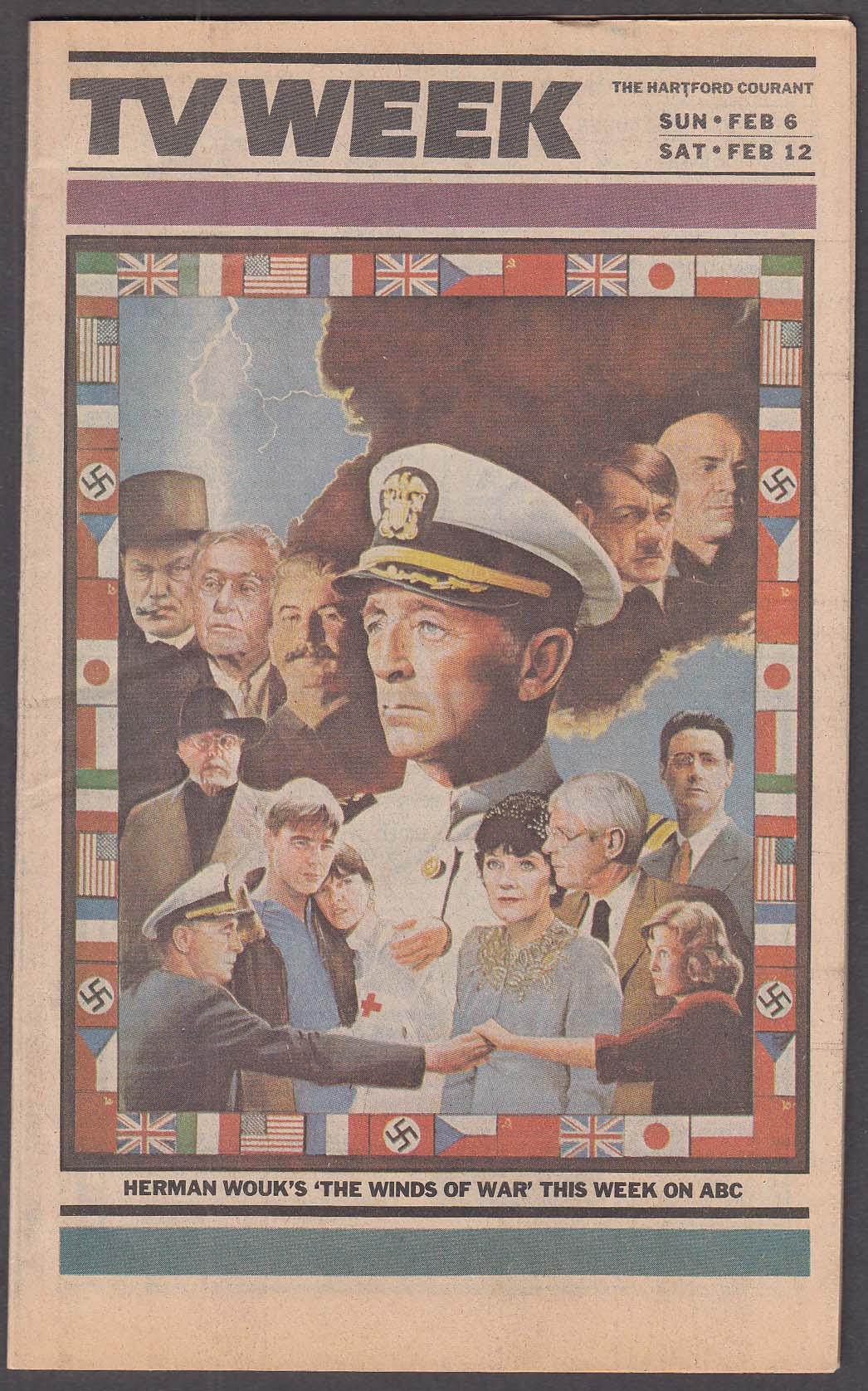 Image for TV WEEK Robert Mitchum Winds of War Hartford Courant 2/6 1983