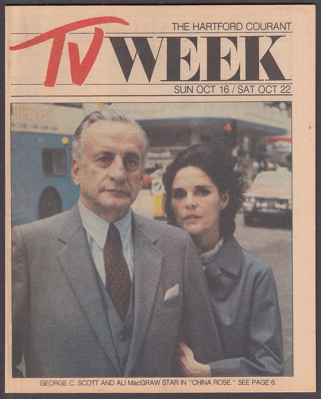 Image for TV WEEK George C Scott Ali MacGraw Hartford Courant 10/16 1983