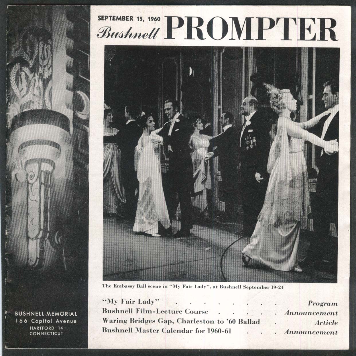 Image for My Fair Lady Bushnell Program Hartford Connecticut 9 1960