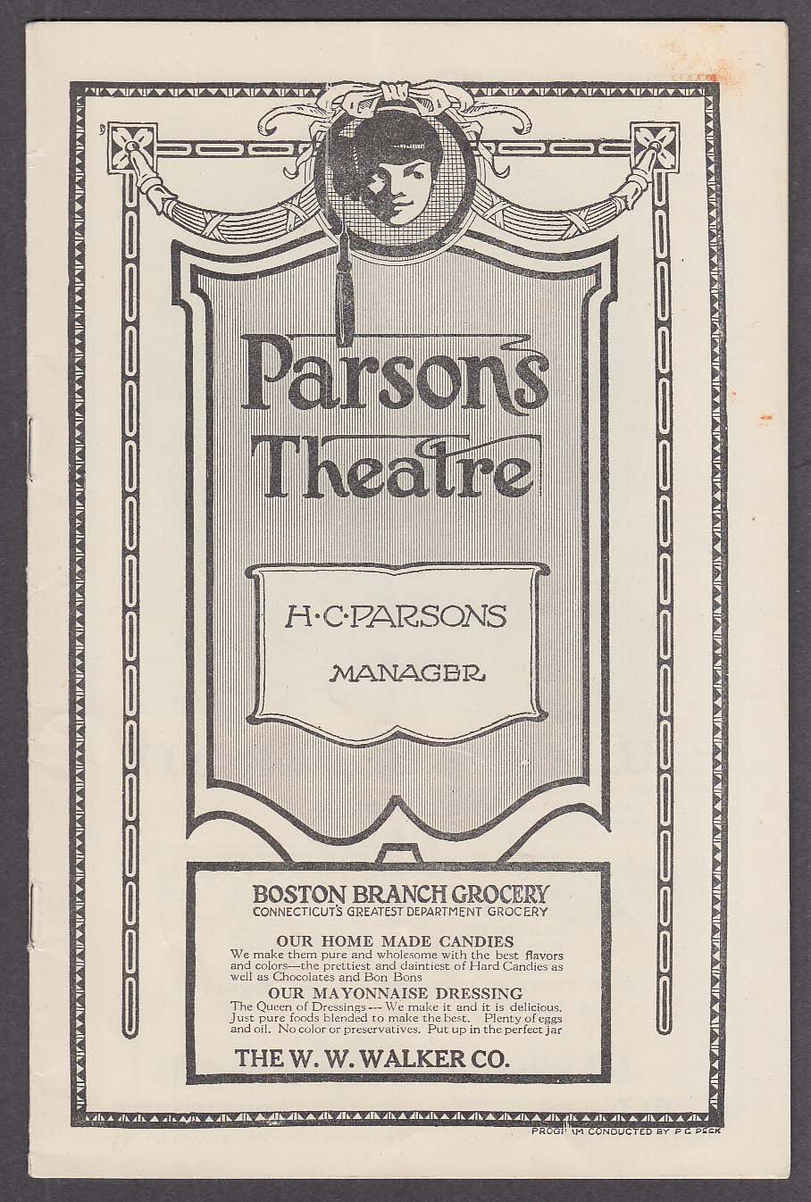 Image for Parsons Theatre program Hartford CT 1/30/1922