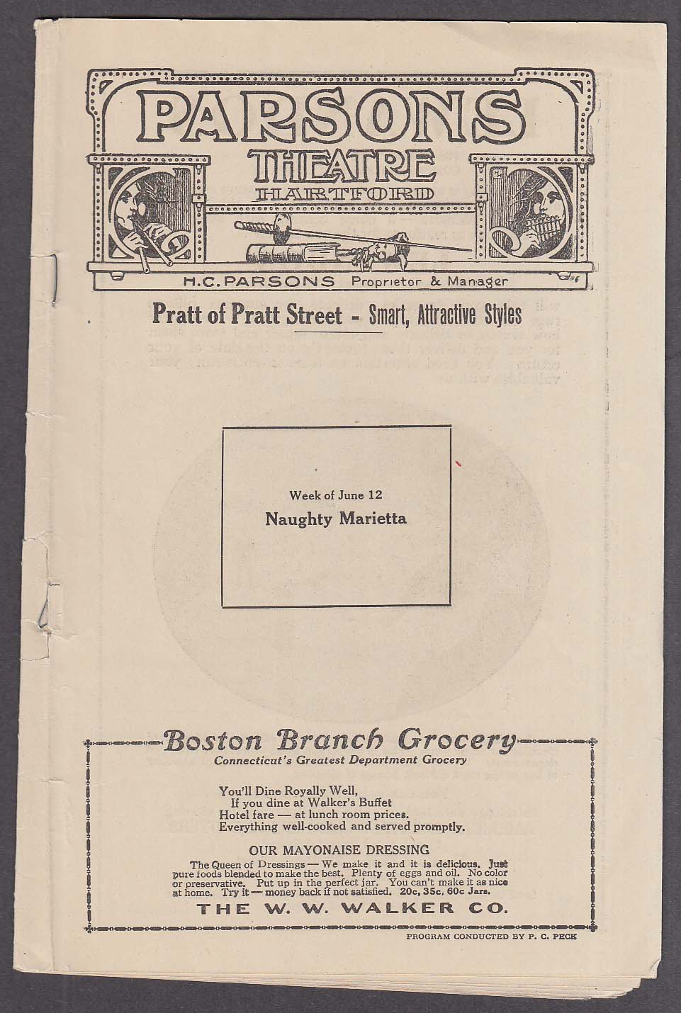 Image for Parsons Theatre Hartford CT program Naughty Marietta