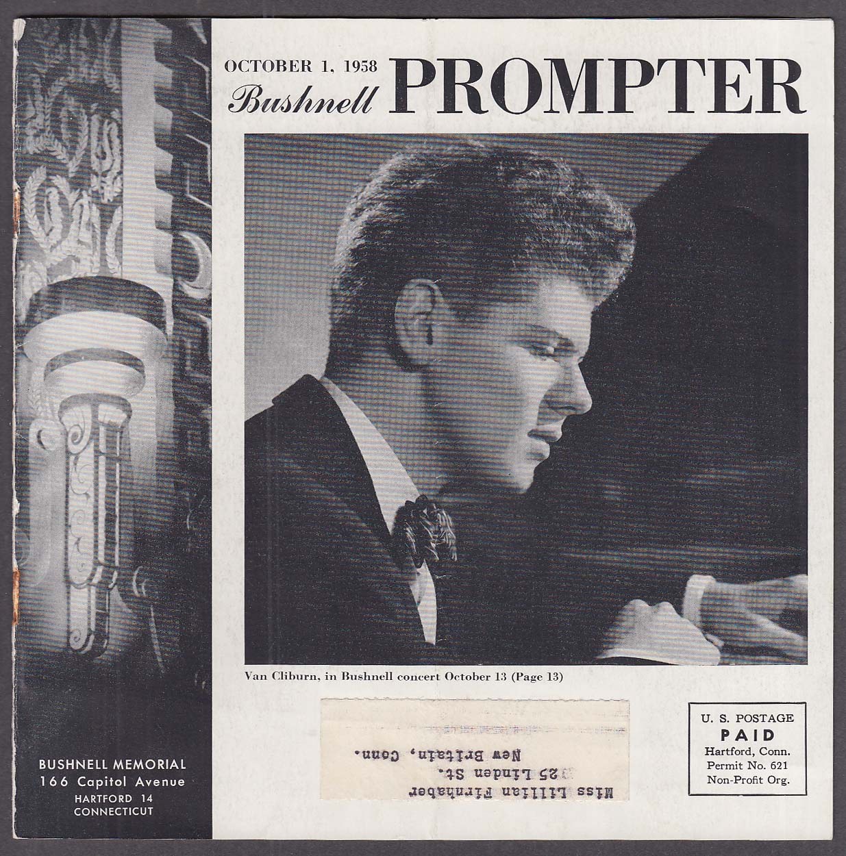 Image for Van Cliburn Li'l Abner Bushnell Hartford CT 1958