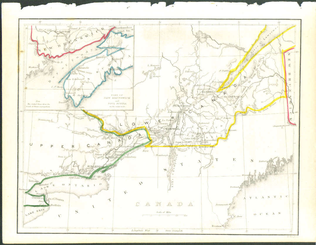 Image for 1848 color map: Toronto to New Brunswick Canada