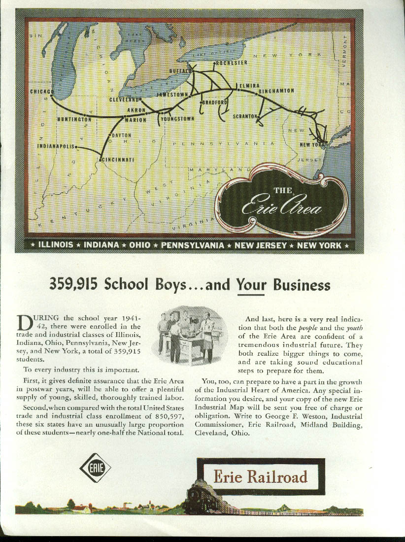 Image for 359,915 school boys & YOUR business Erie Railroad ad 1944