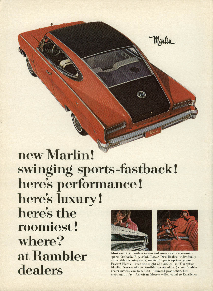 Image for Swinging sports-fastback AMC Marlin ad 1965 New Yorker