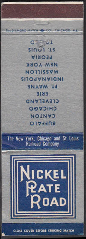 Image for Nickel Plate Road NY Chicago & St Louis Railroad map-back matchcover