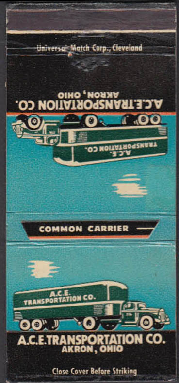 Image for A C E Transportation Common Carrier Akron OH 30-stick matchcover