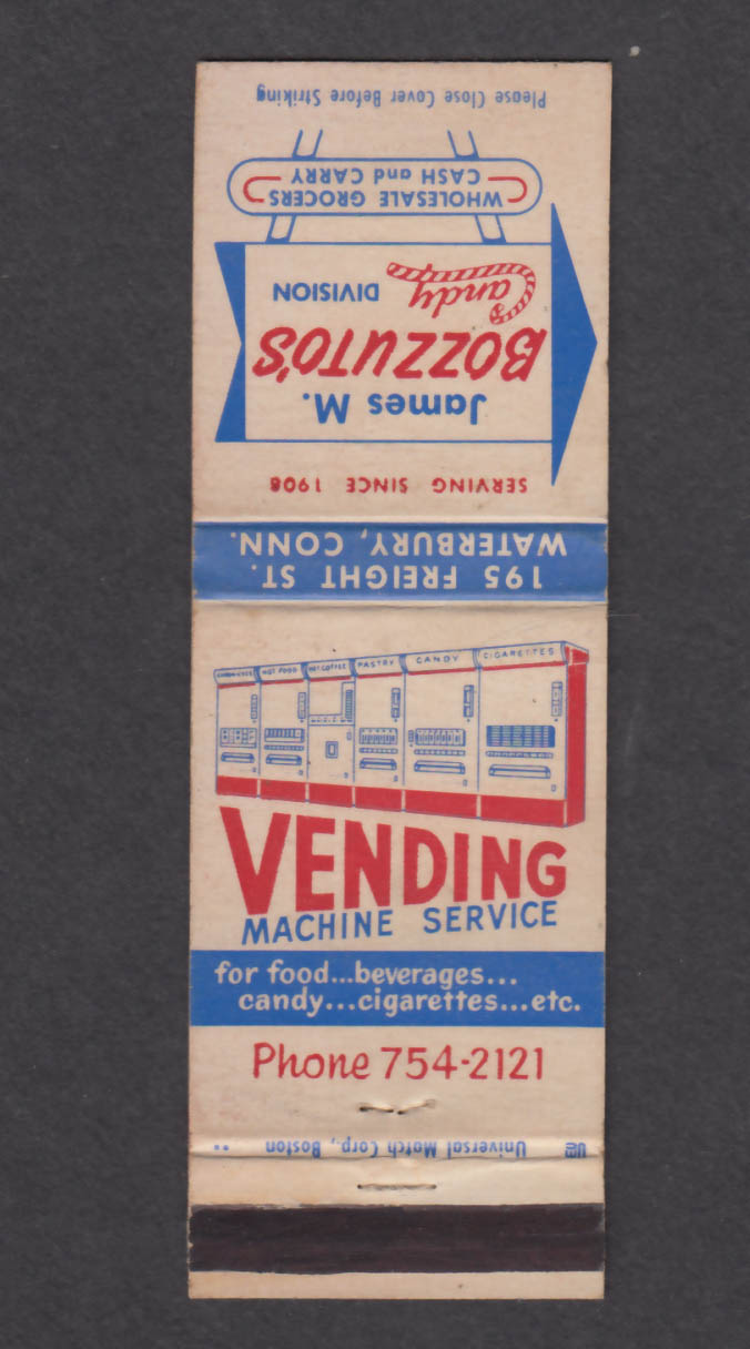 Image for Vending Machine Service 195 Freight St Waterbury CT matchcover James M Bozzuto
