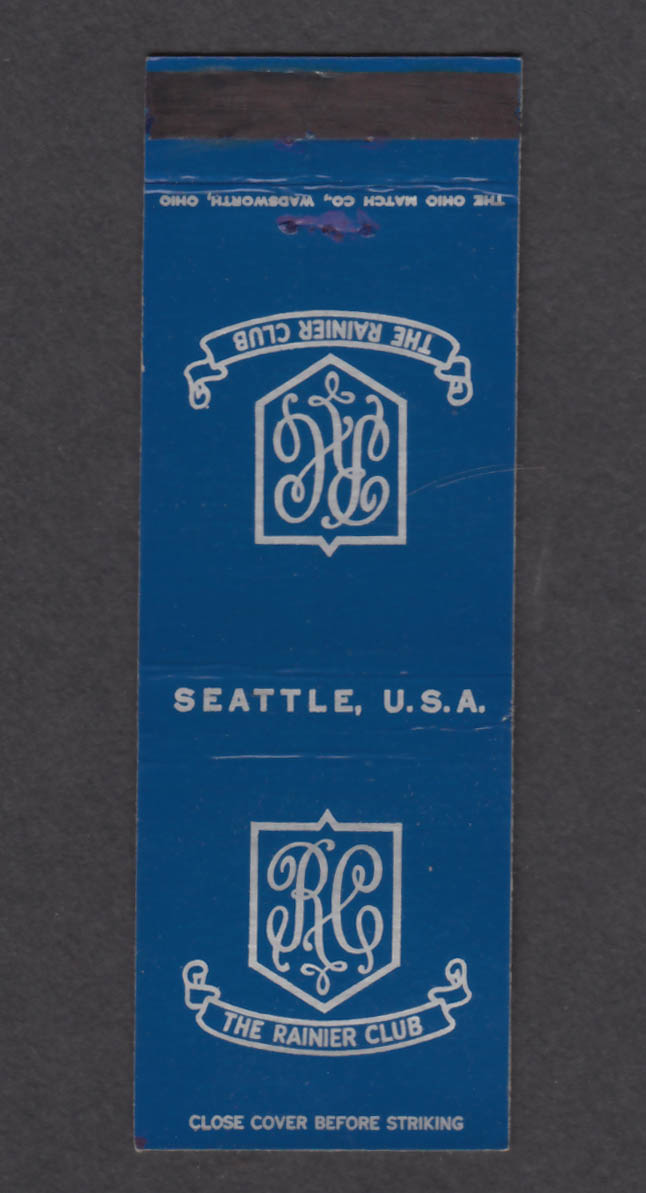 Image for The Rainier Club Seattle WA matchcover