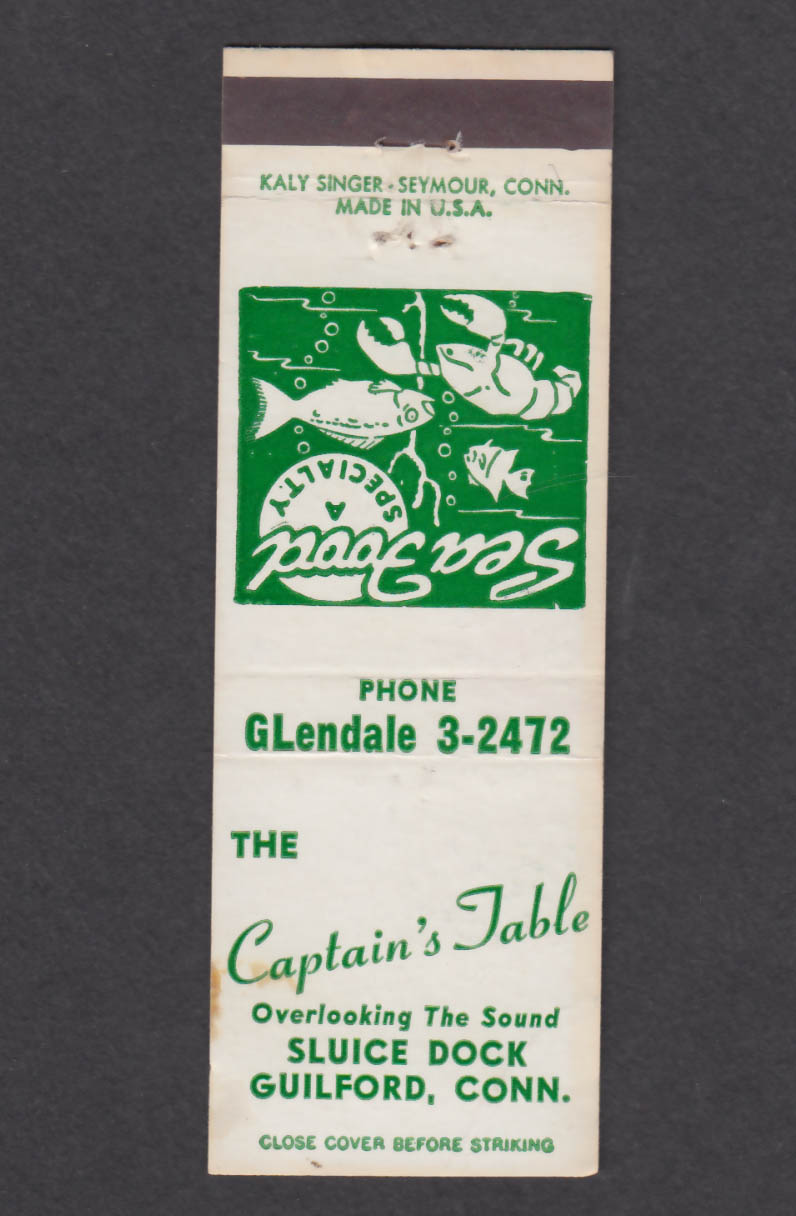 Image for The Captain's Table Sluice Dock Guilford CT matchcover
