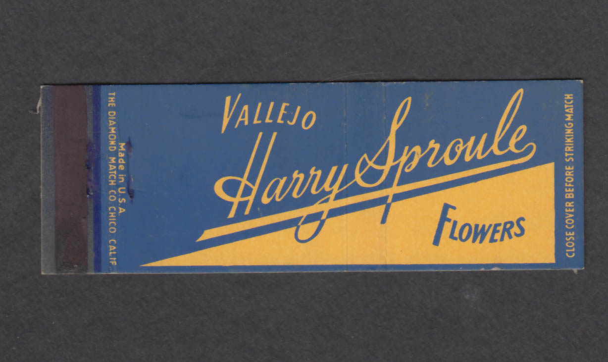 Image for Harry Sproule Flowers Vallejo CA matchcover