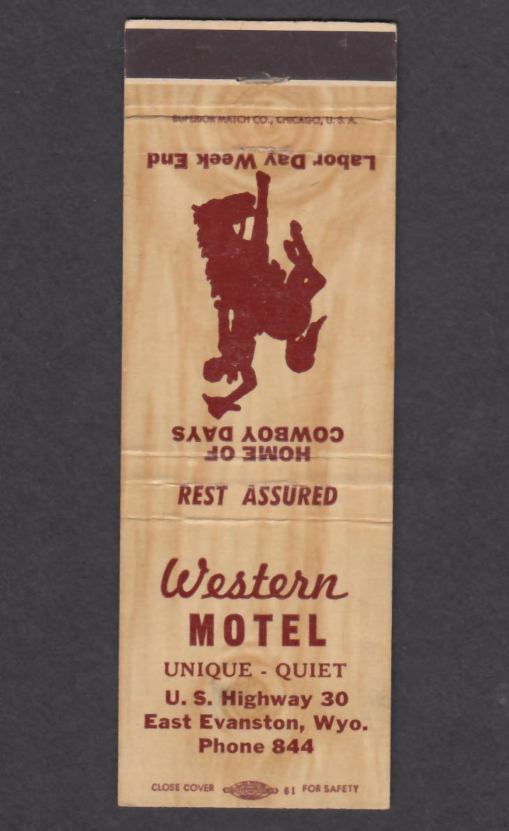 Image for Western Motel East Evanston WY matchcover