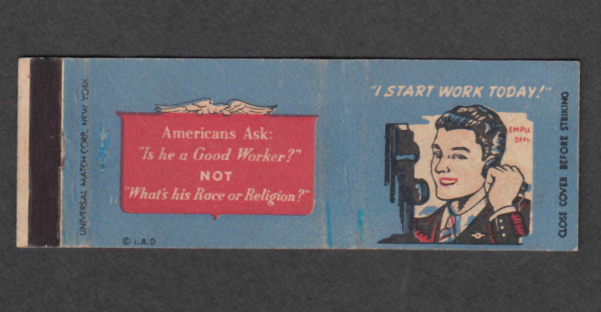 Image for Savitt Jewelers Hartford Fellowship Commission Good Worker? Matchcover