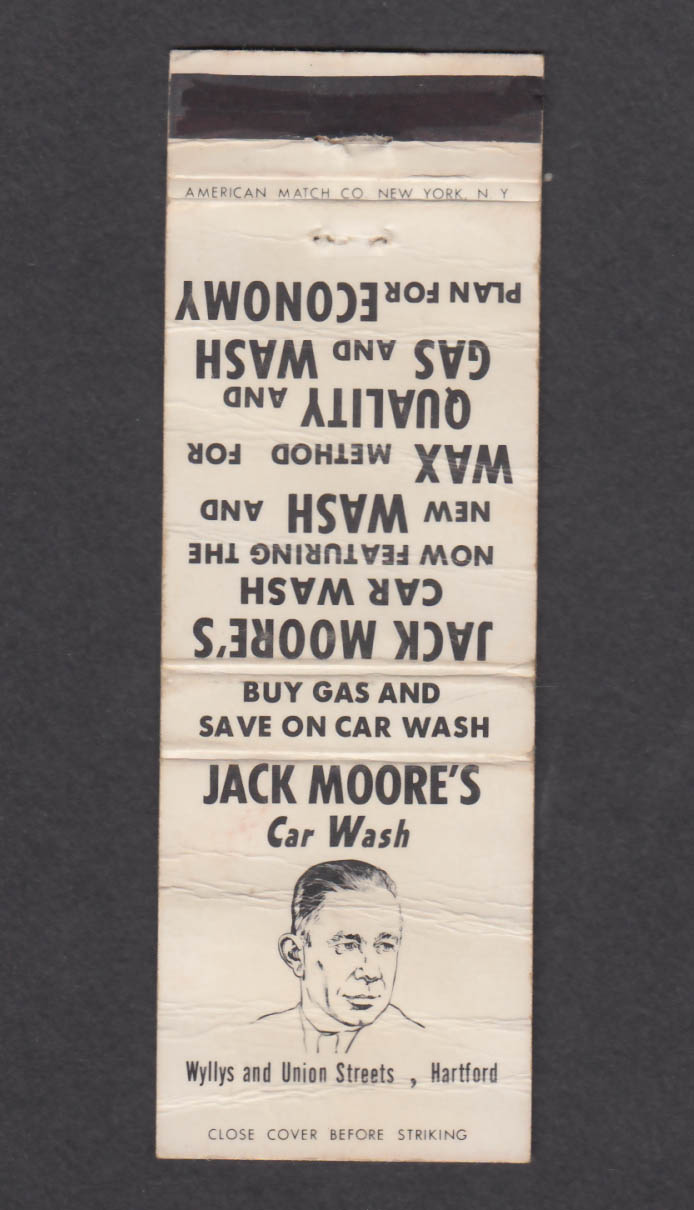 Image for Jack Moore's Car Wash Wyllys & Union St Hartford CT matchcover