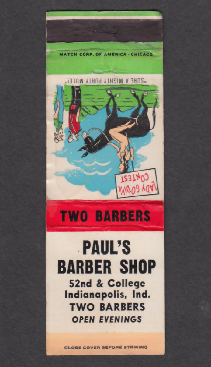 Image for Paul's Barber Shop 52nd & College Indianapolis IN matchcover