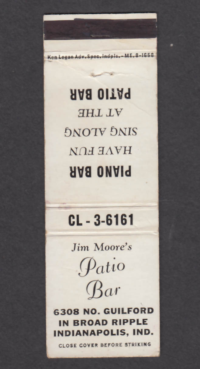 Image for Jim Moore's Patio Bar 6308 No Guilford Indianapolis IN matchcover