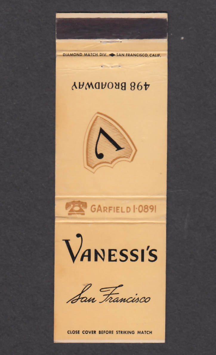 Image for Vanessi's 498 Broadway San Francisco CA matchcover