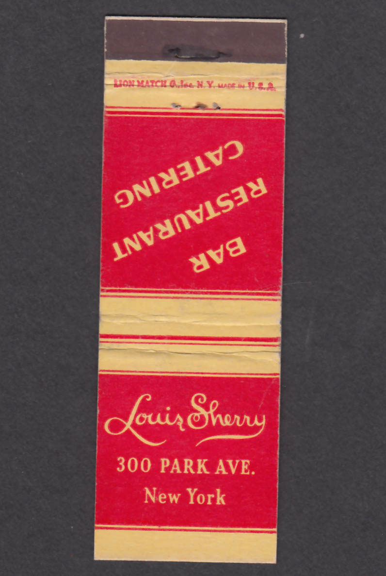 Image for Louis Sherry Bar Restaurant Catering 300 Park Ave New York NY matchcover