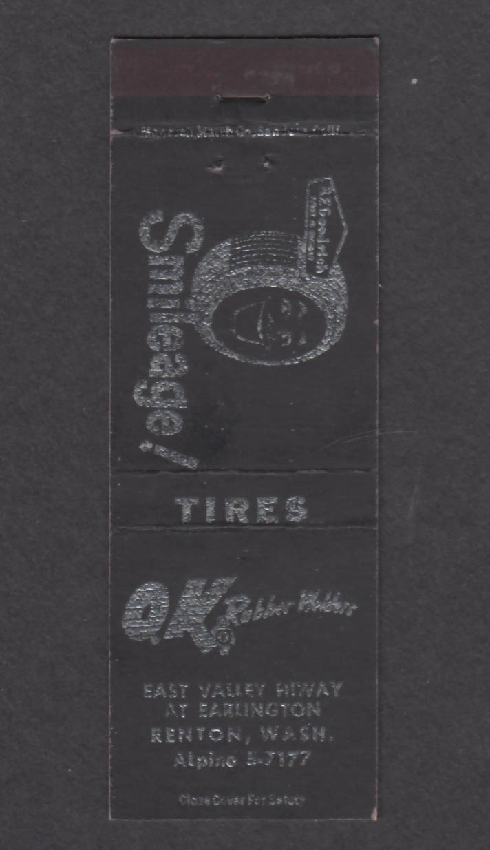 Image for OK Rubber Welders East Valley Hiway Earlington Renton WA matchcover
