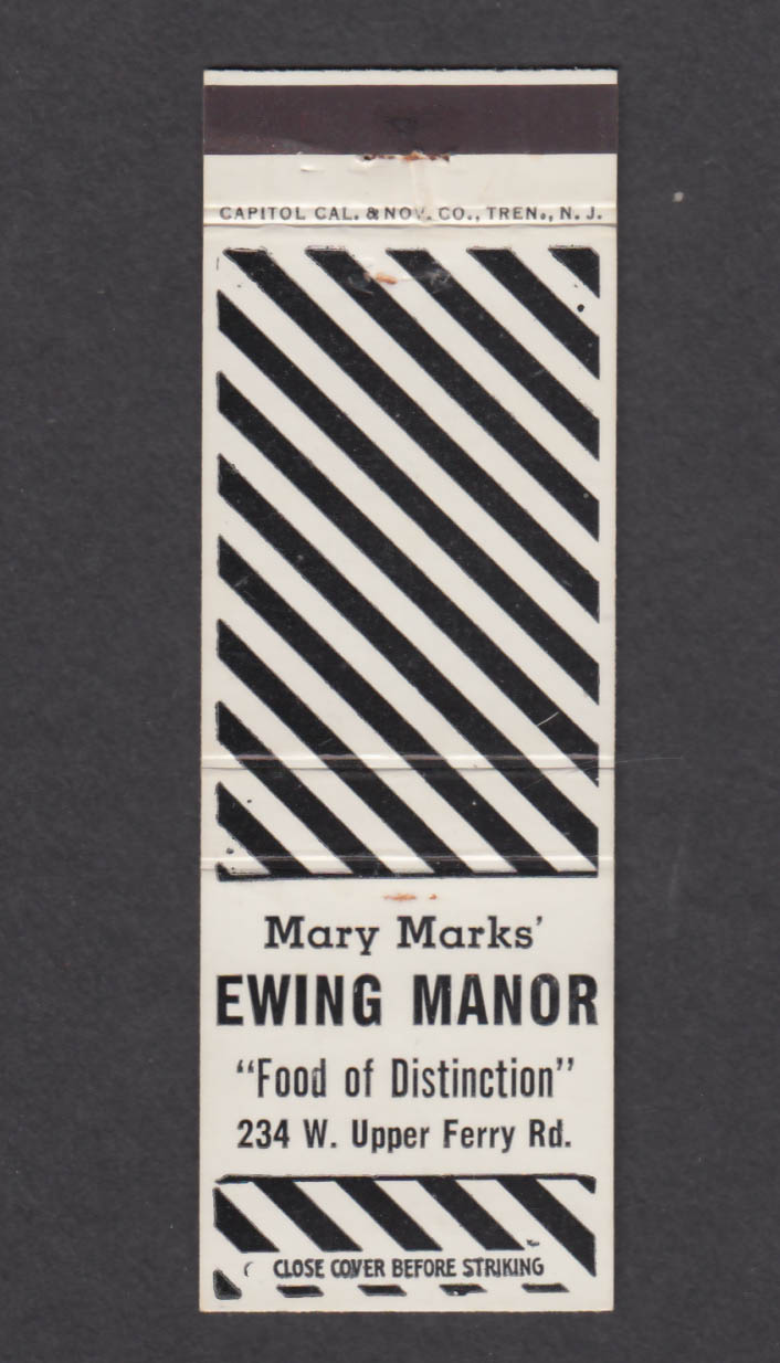 Image for Mark Marks' Ewing Manor 234 W Upper Ferry Rd Trenton NJ matchcover