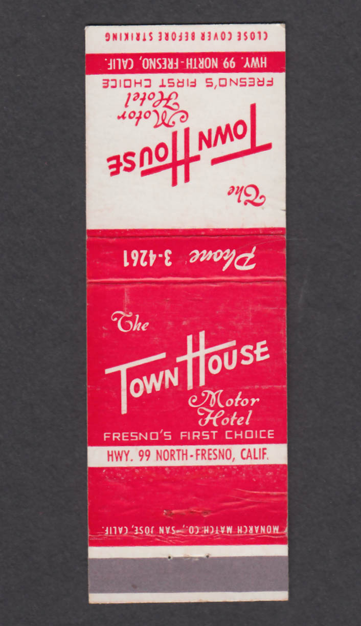 Image for Town House Motor Hotel Fresno CA matchcover